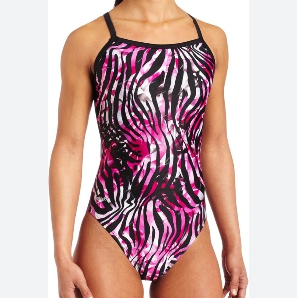 Speedo Womens Zebra Haze Xtra Life Lycra Flyback 1 PC Swimsuit 40